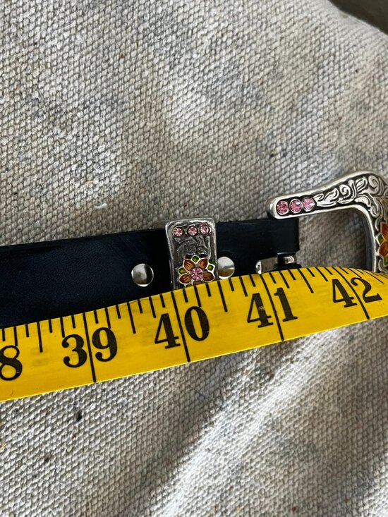 TLF Woman Beautiful Blindly Floral Rhinestone/Silver Tone Leather Western Belt main image 5